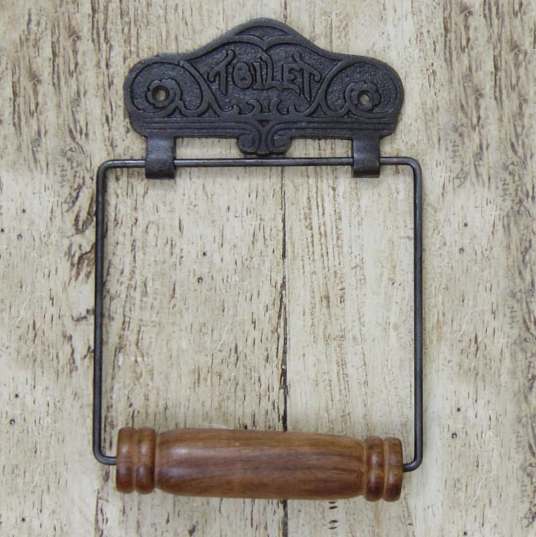 Wall Mounted Toilet Roll Holder with the Text "Toilet" 
