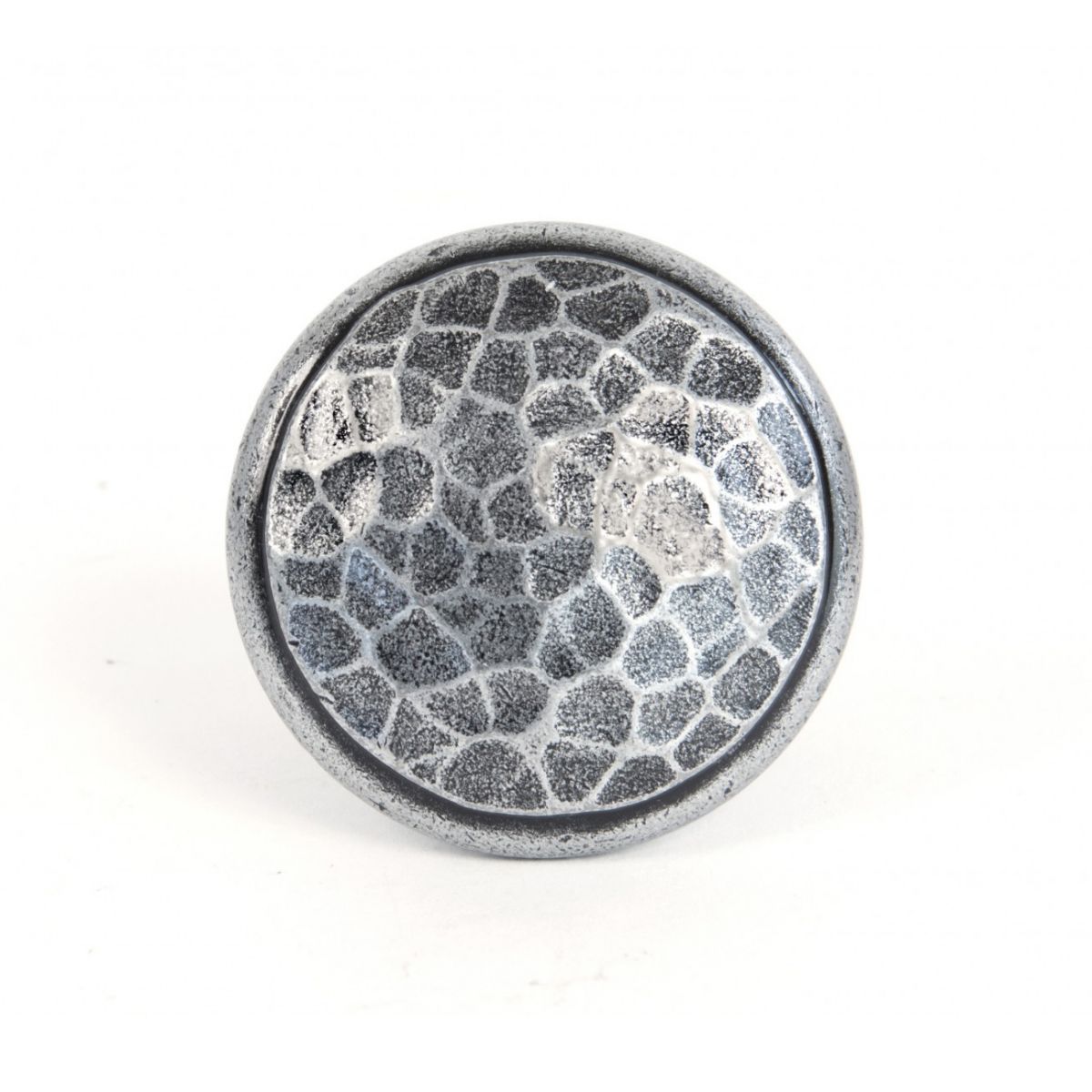 Top of Hammered Pewter Small Cabinet Knob 