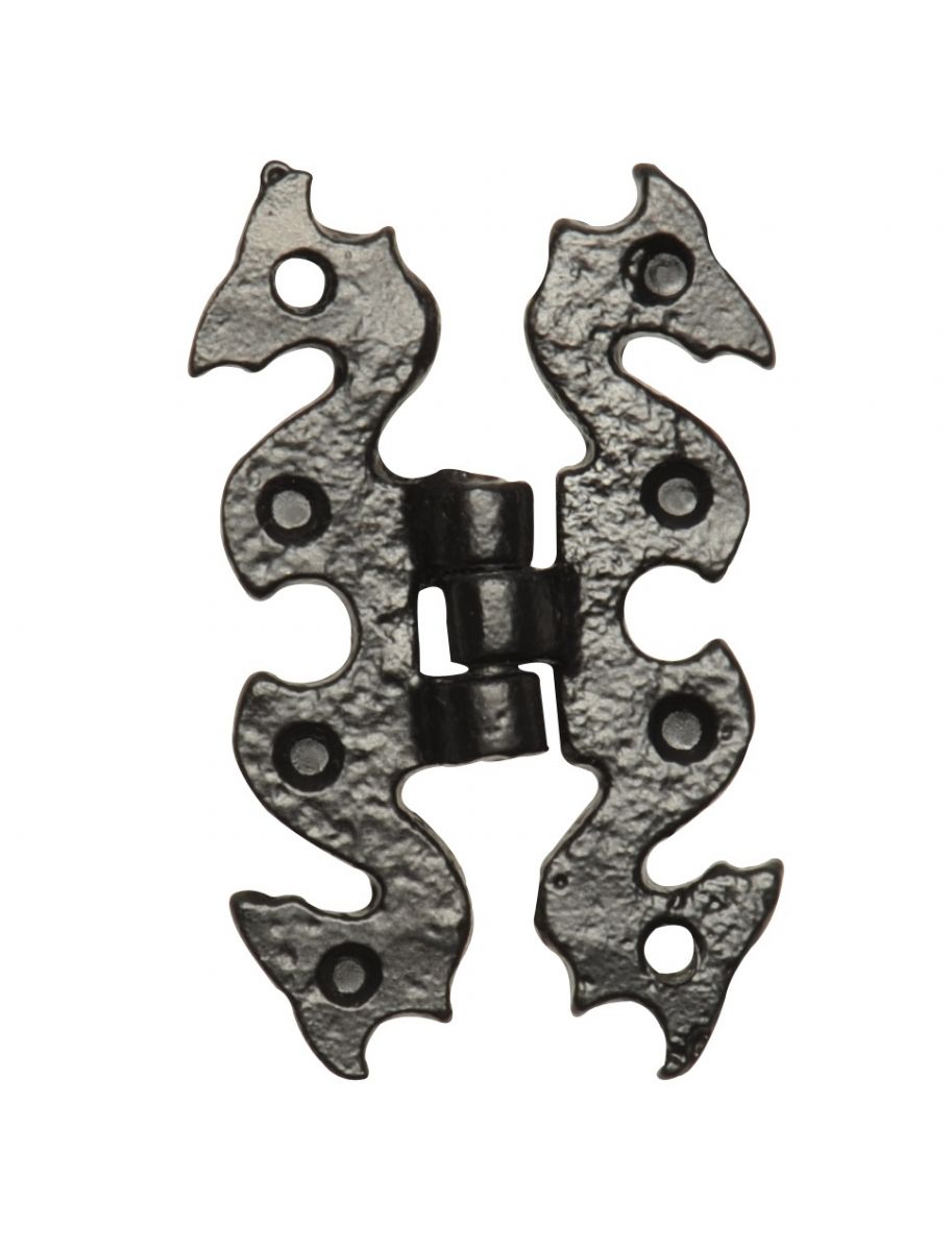 Traditional Antique Black Iron Highly Ornate Butterfly Hinges
