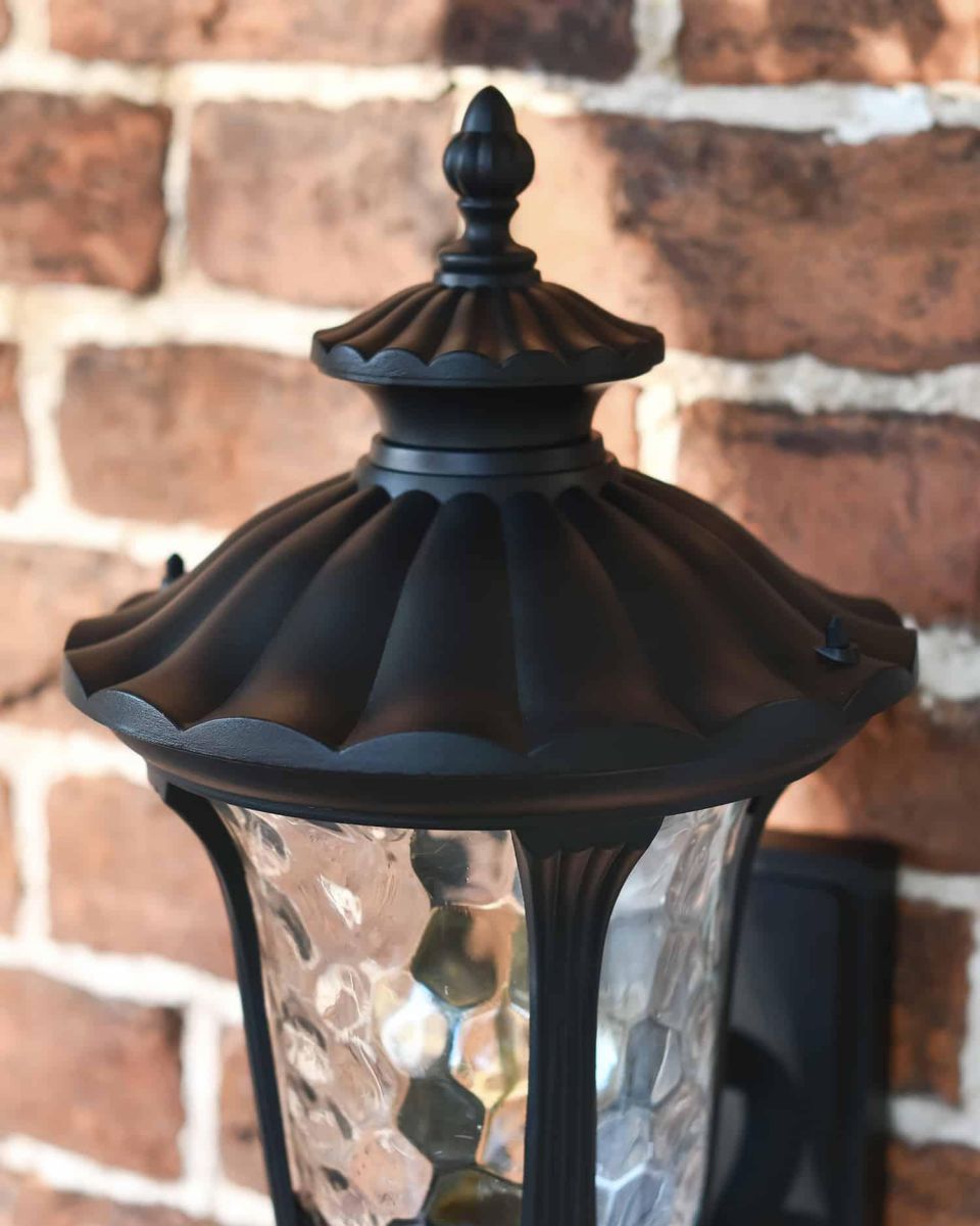 Close-Up of Traditional Black Aluminium Ornate Victorian Lantern - 44cm