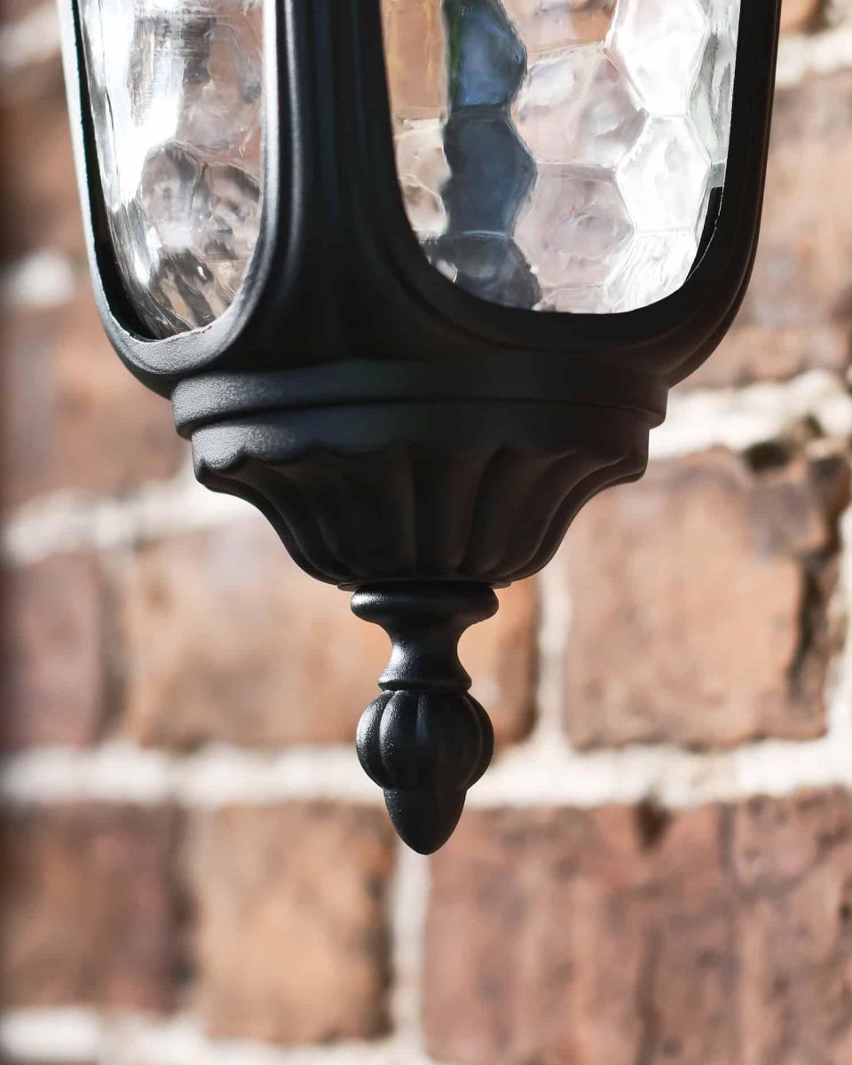Close-Up of Bottom Finial for Traditional Black Aluminium Ornate Victorian Top Fix Wall Lantern - 48cm
