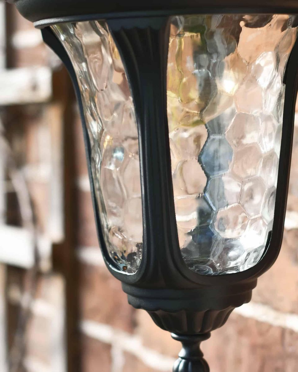 Traditional Black Aluminium Ornate Victorian Top Fix Wall Lantern - 48cm in Situ