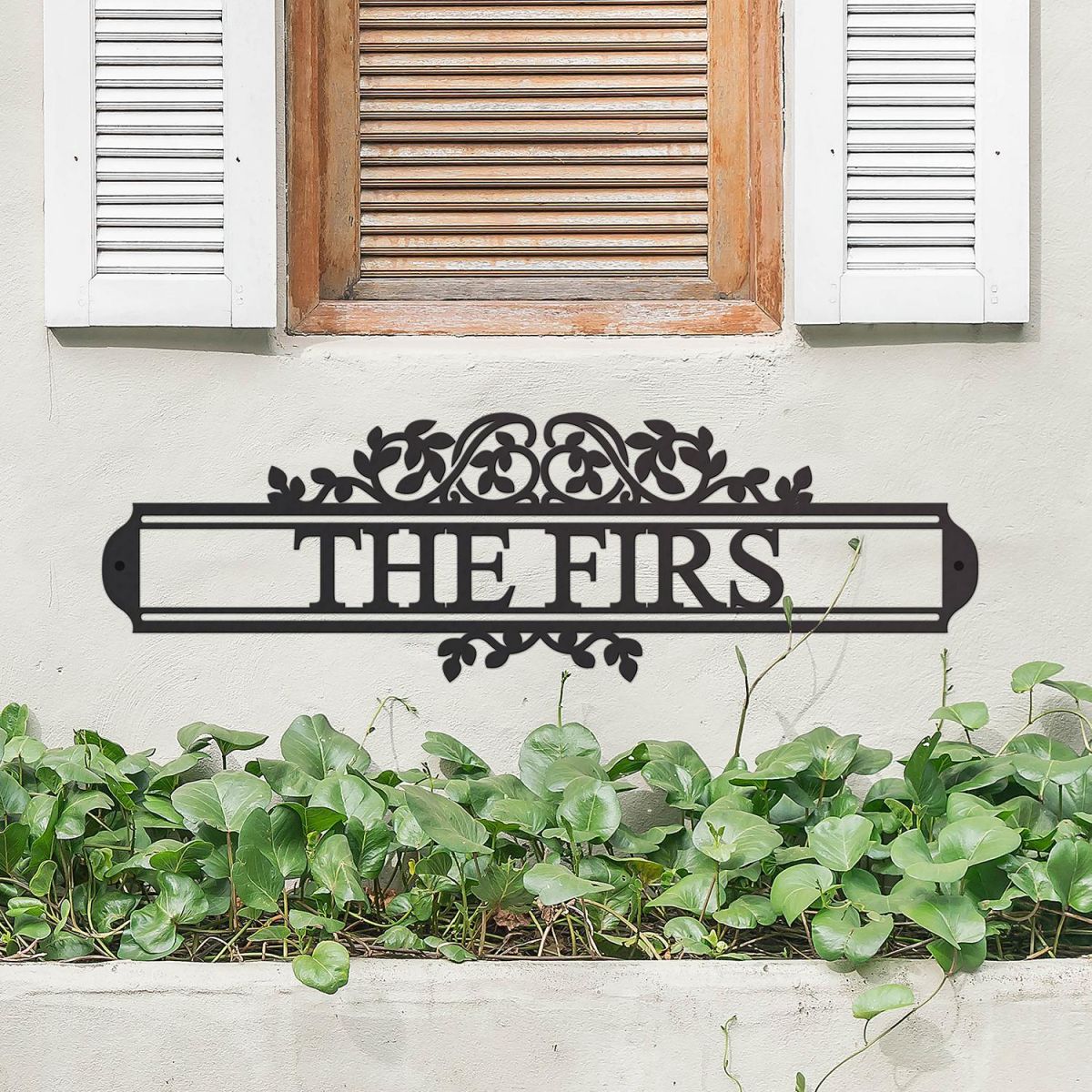 Traditional Foliage House Name Sign in Situ Underneath a Window
