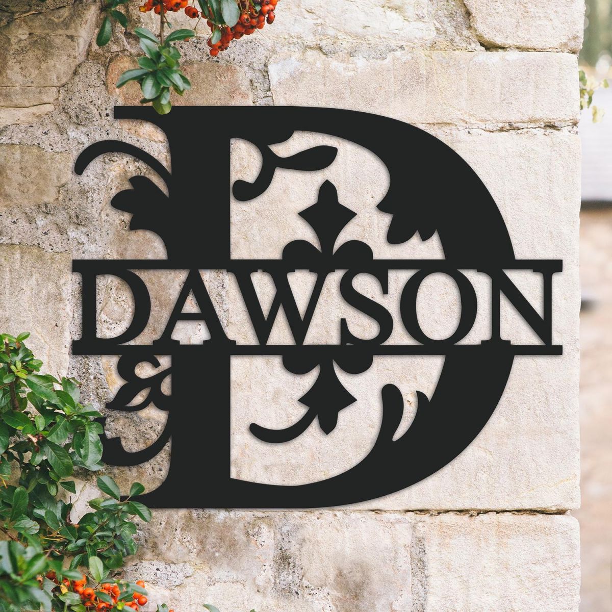Traditional Personalised Monogram Name Sign on a Brick Wall