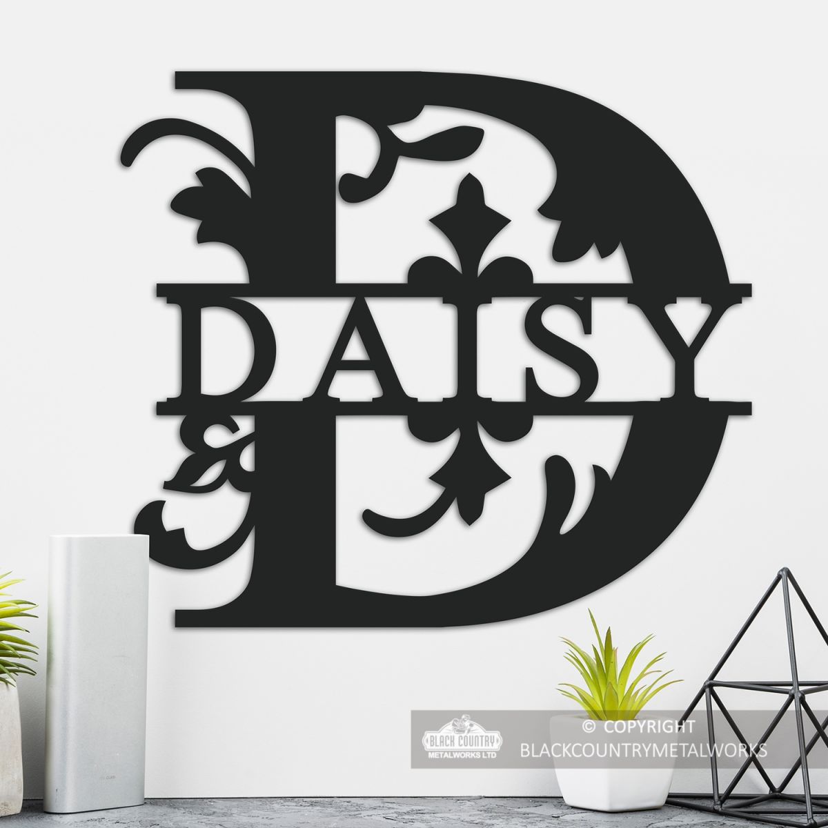 Letter D Personalised Monogram Name Sign in Situ in the Home
