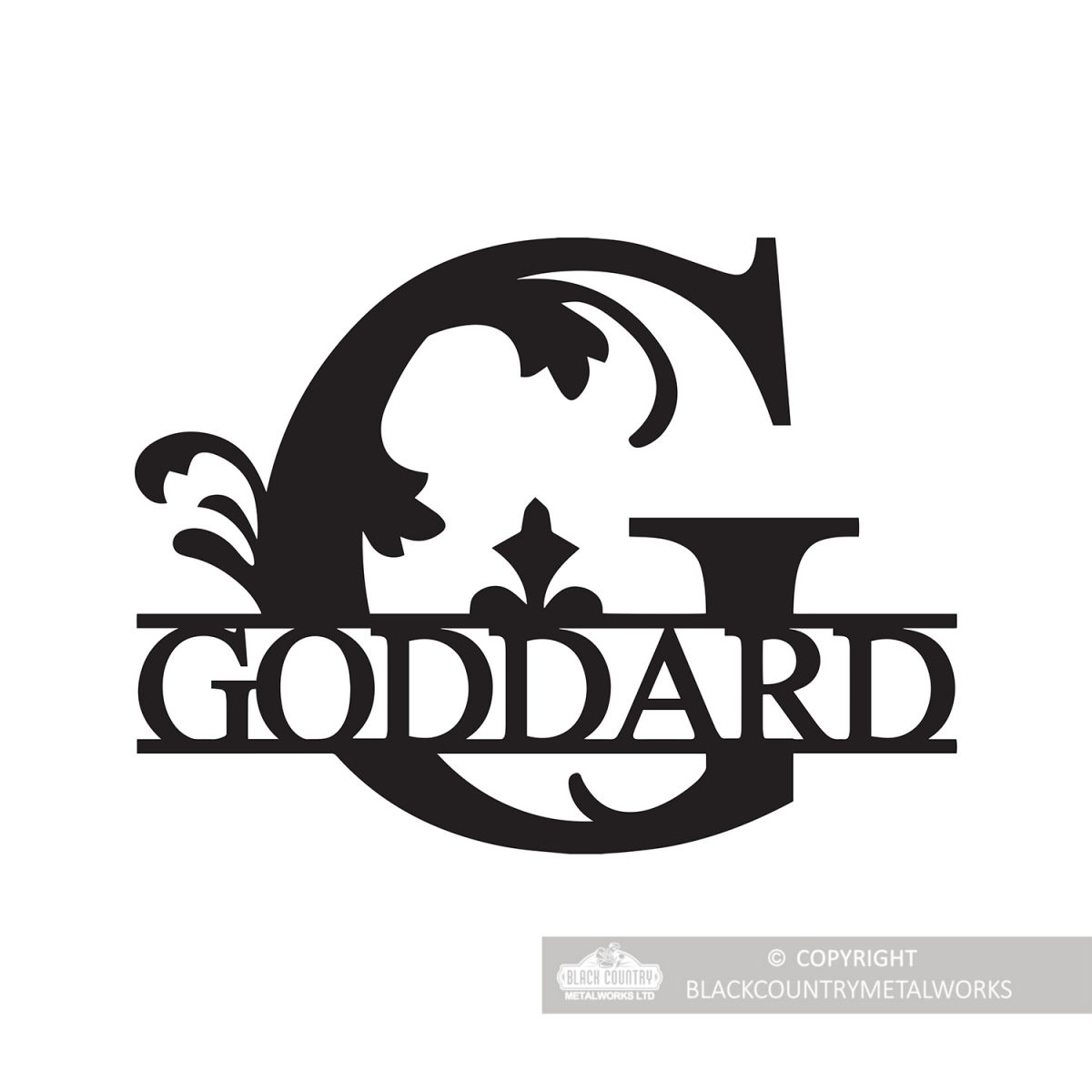 Letter G Monogram Name Sign Personalised with the Name Goddard