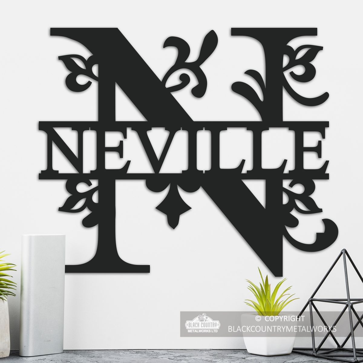 Letter N Personalised Monogram Name Sign in Situ in the Home