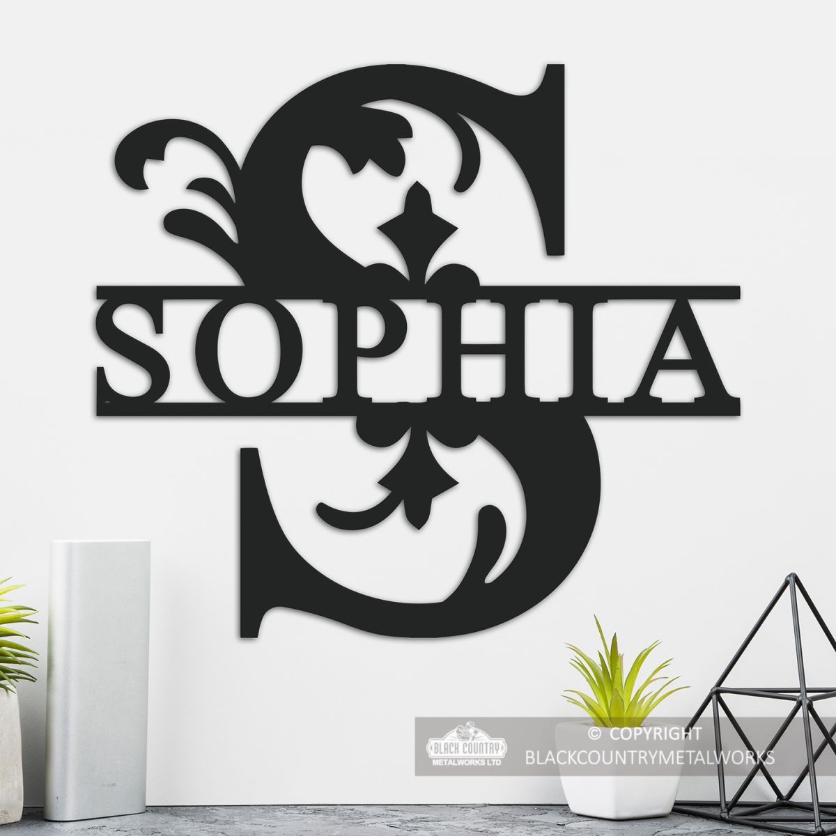 Letter S Personalised Monogram Name Sign in Situ in the Home