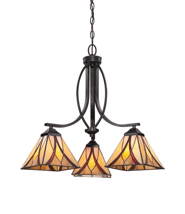 "Coltmoore" Traditional Amber Glass Tiffany Style Hanging Light