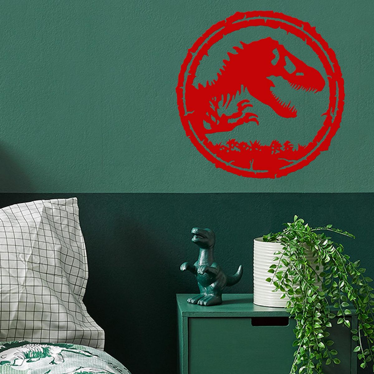 T-Rex Wall Art on a Green Wall