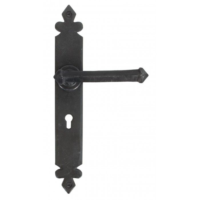 Beeswax Finish Tudor Design Lever Handle & Keyhole