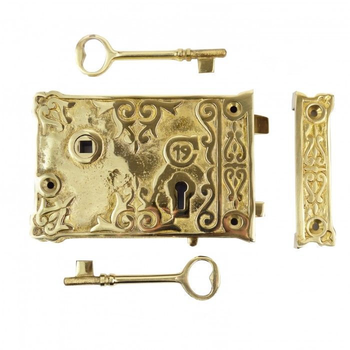 Brass Ornate 20th Century Rim Lock