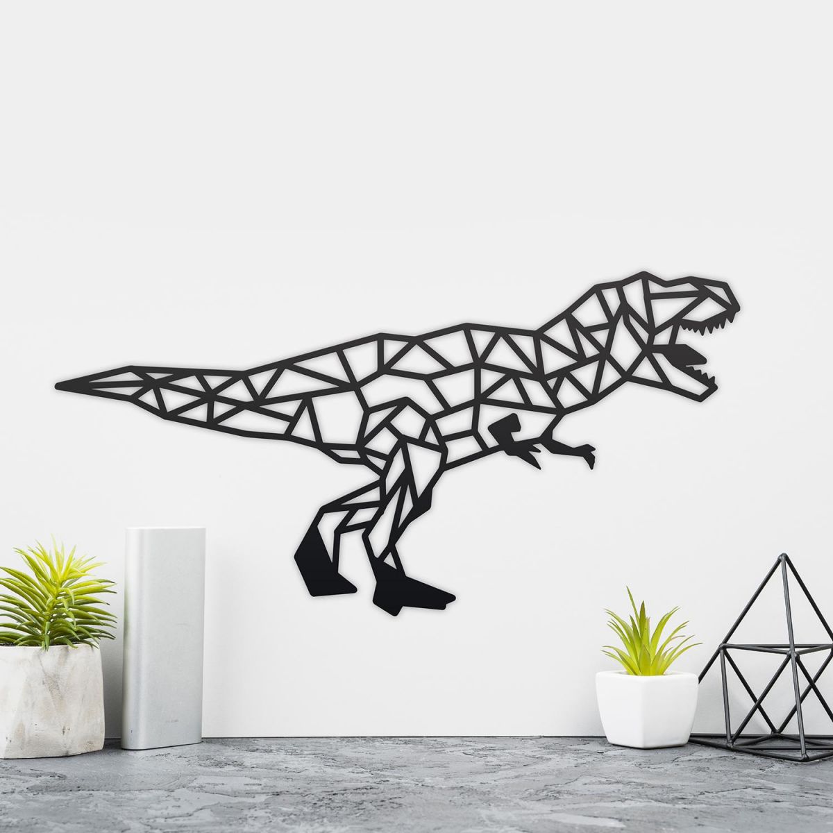 Geometric Iron T-Rex Wall Art in the Home