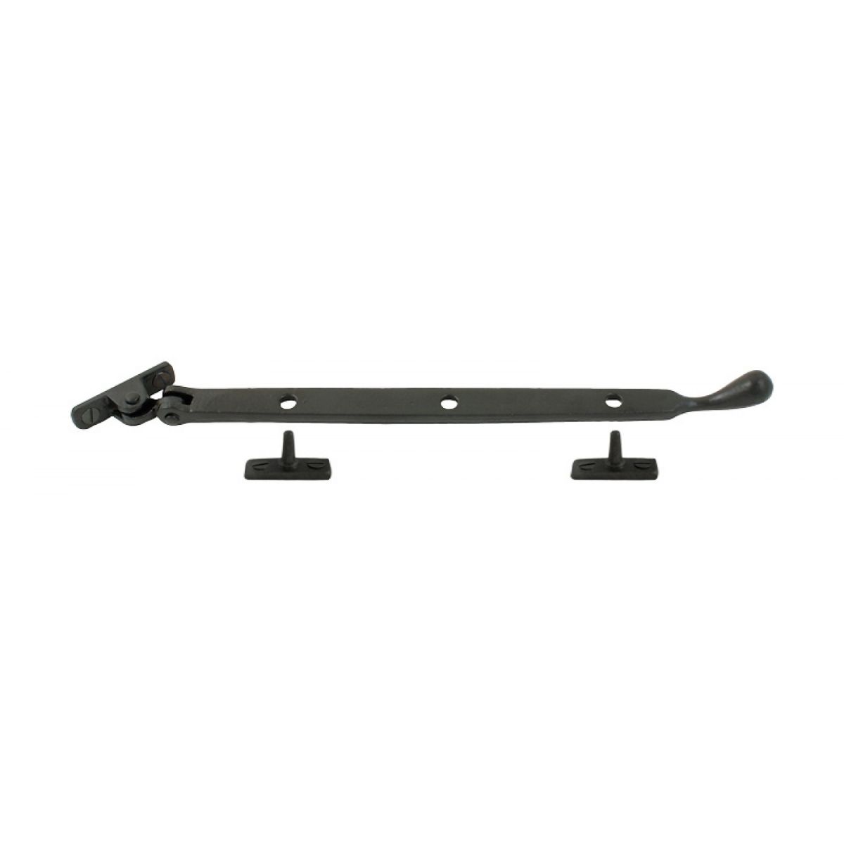 Black Iron Peardrop Window Stay Side View 