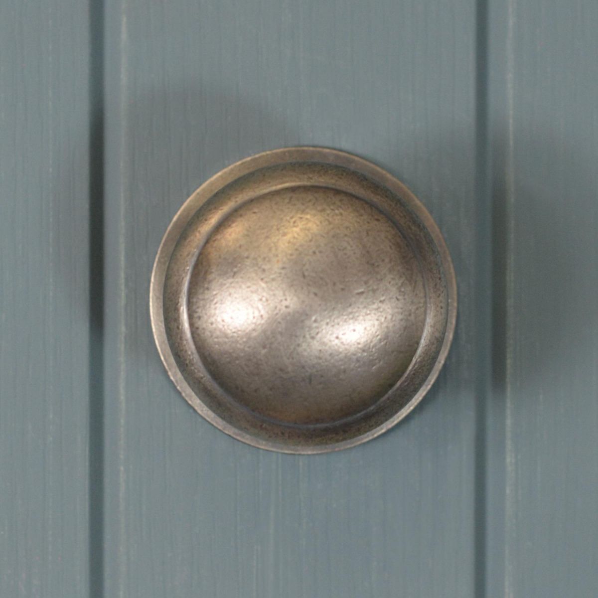 Front facing image of smooth Antique Pewter Door Handle