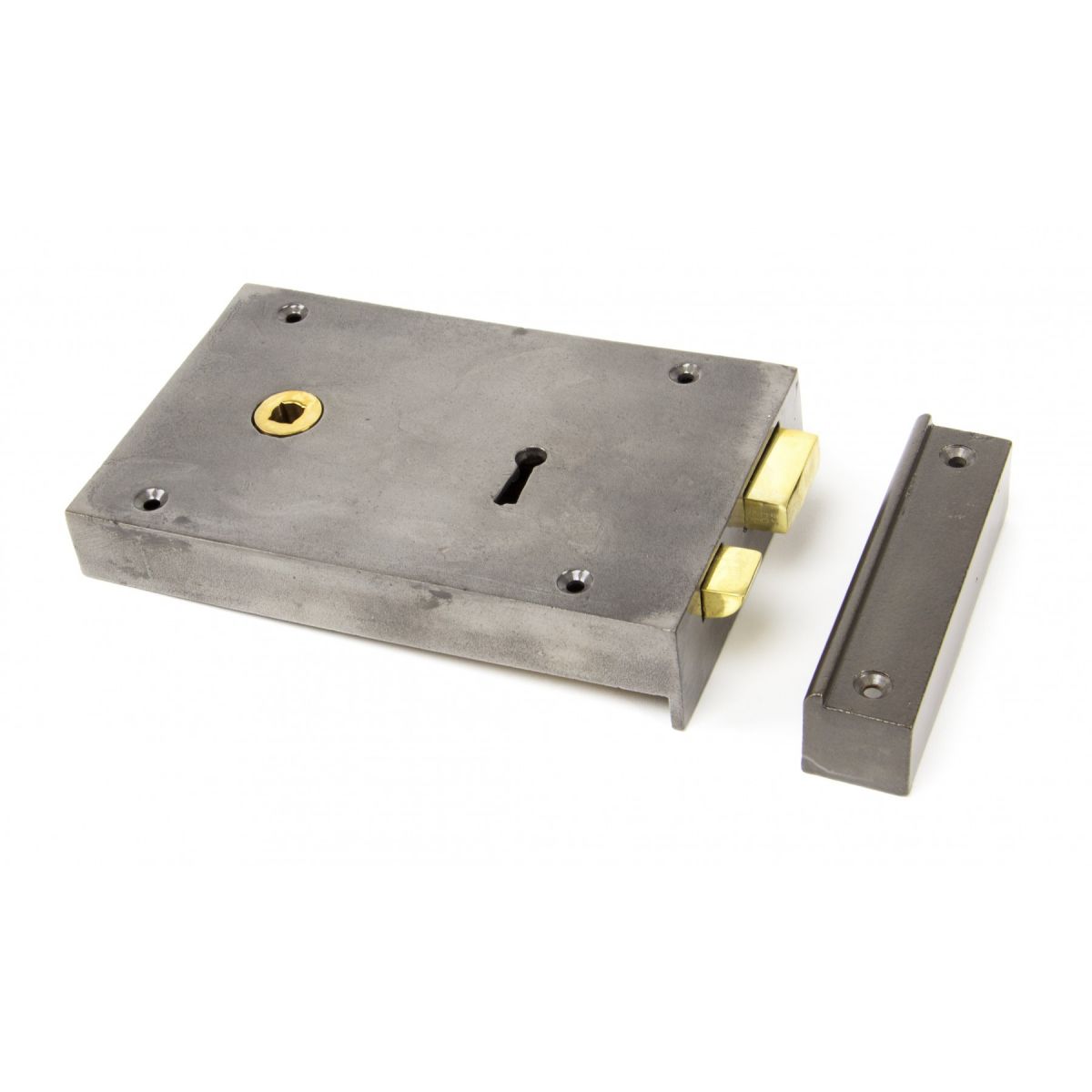 Left Hand Rim Lock Iron - Large with Keep Plate 