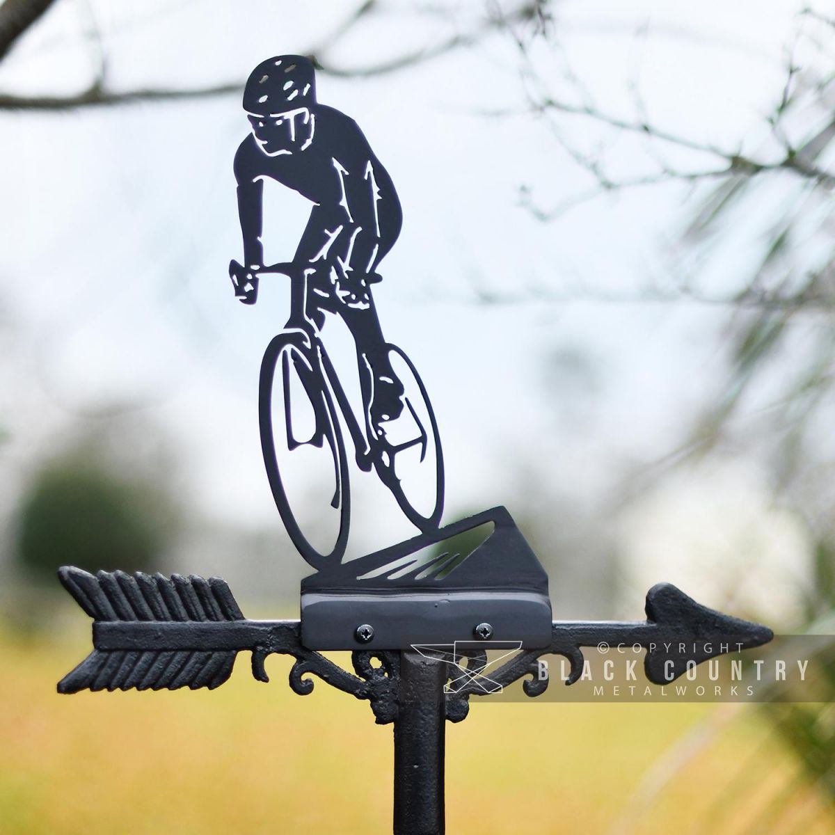 Close-up of the Cyclist Weathervane Topper