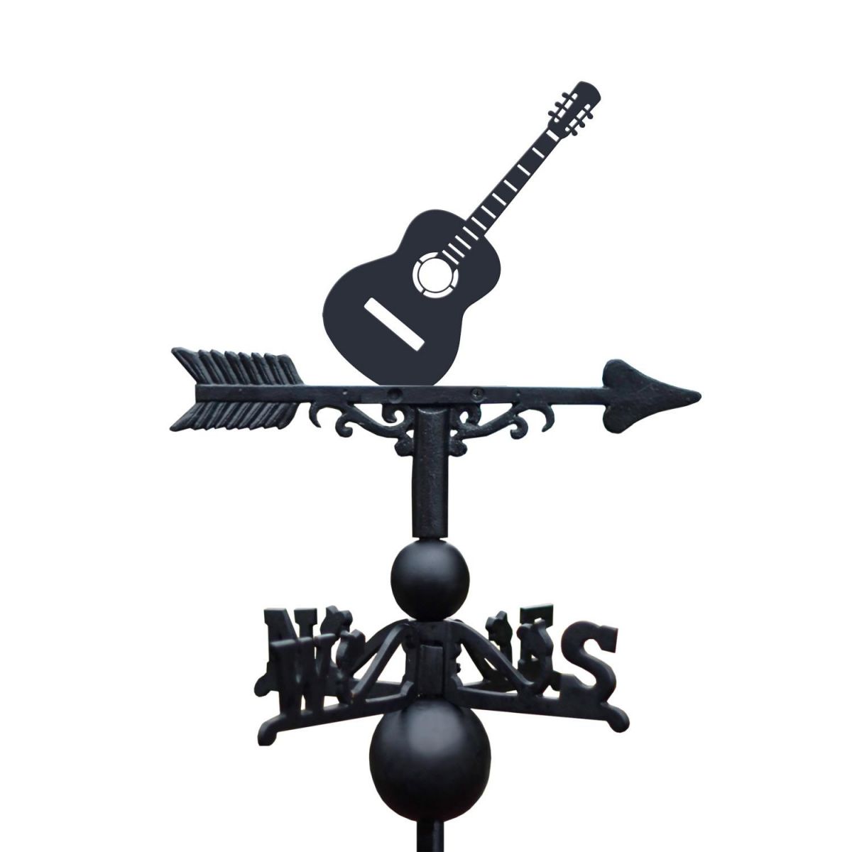 Guitar Weathervane on White Background