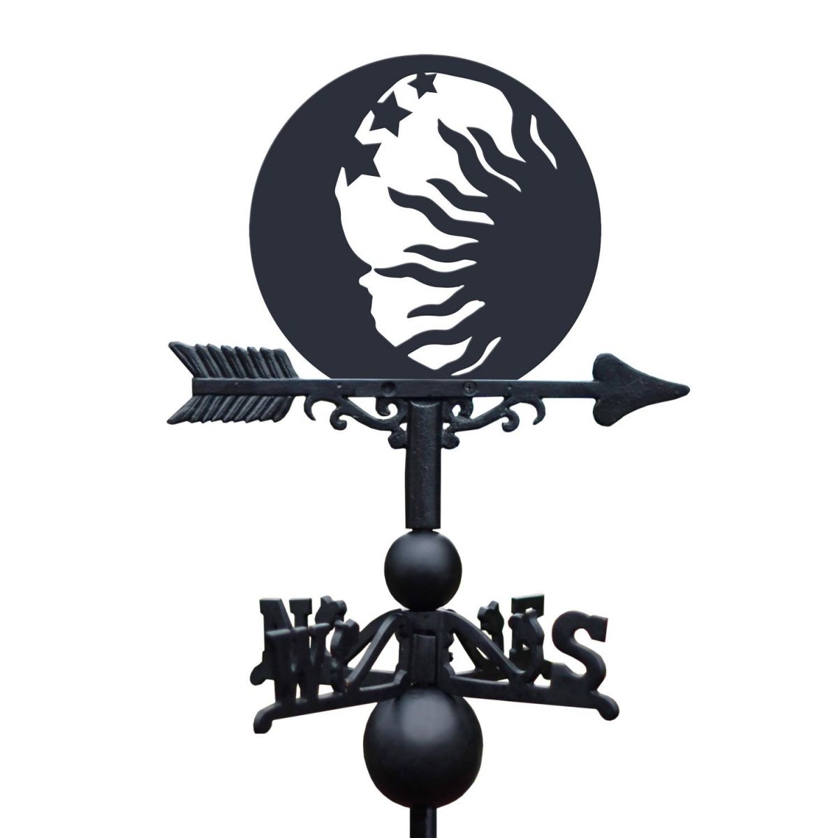 Sun & Moon Weathervane on White Background