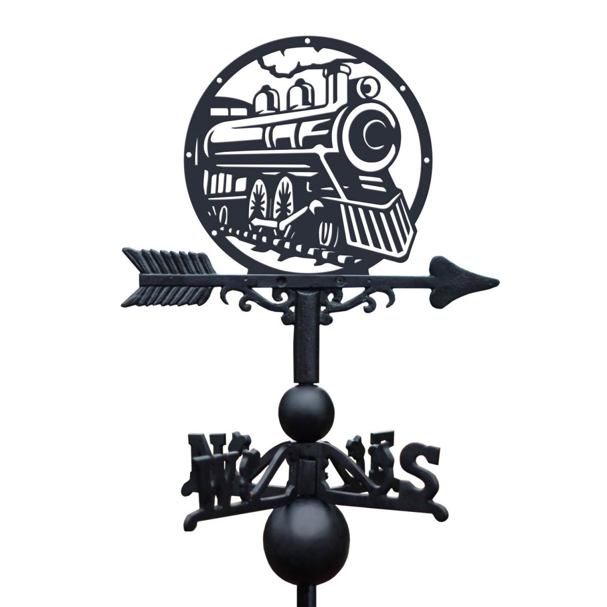Steam Train Weathervane on White Background