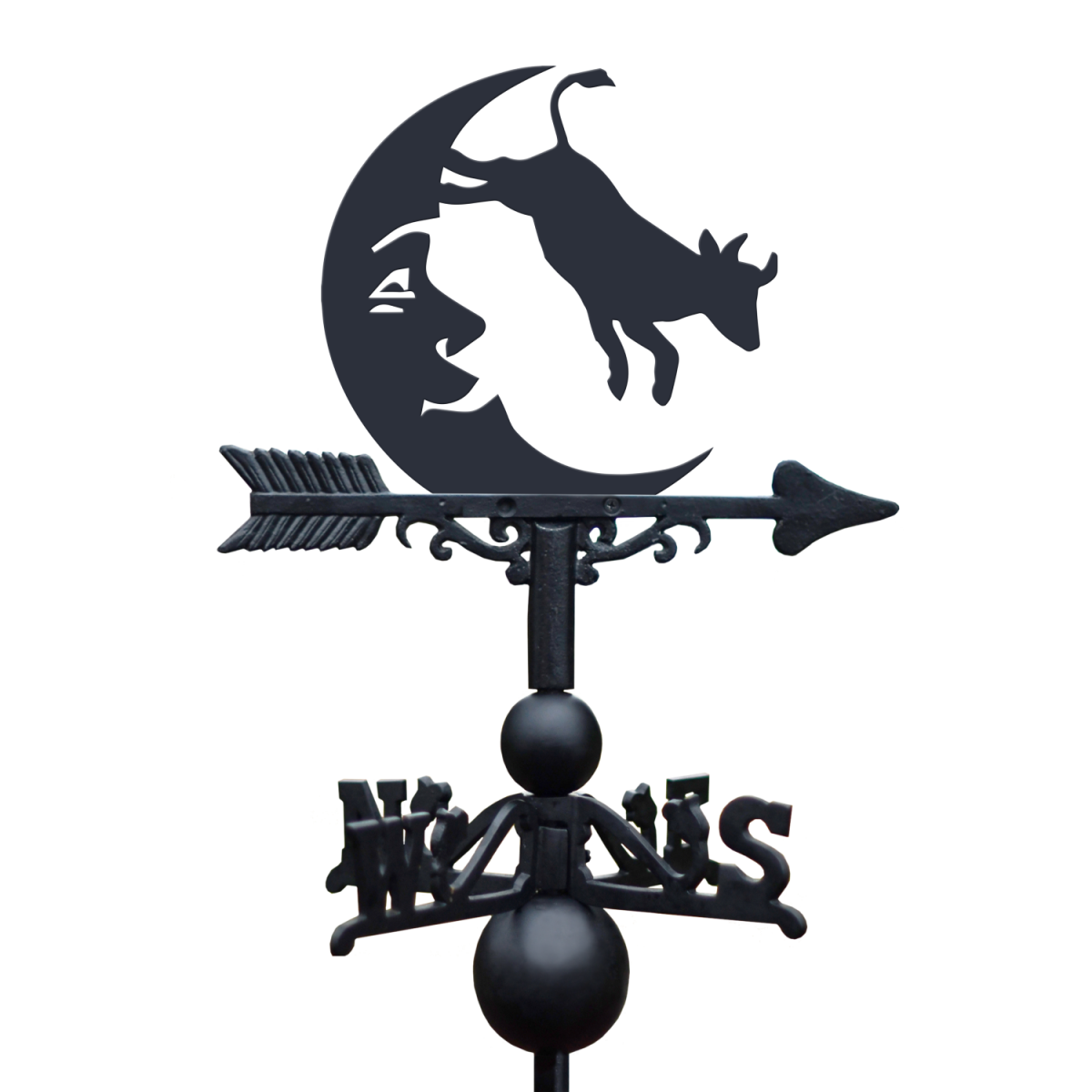 Cow Jumping Over the Moon Weathervane on White Background