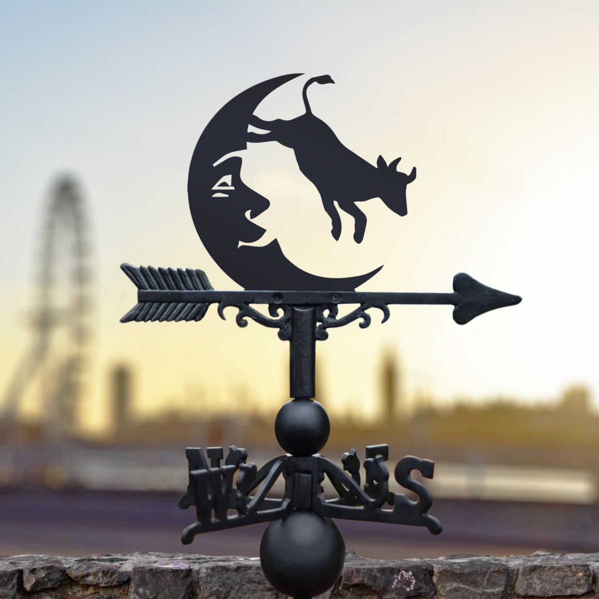 Weathervane with Cow Jumping Over the Moon Topper