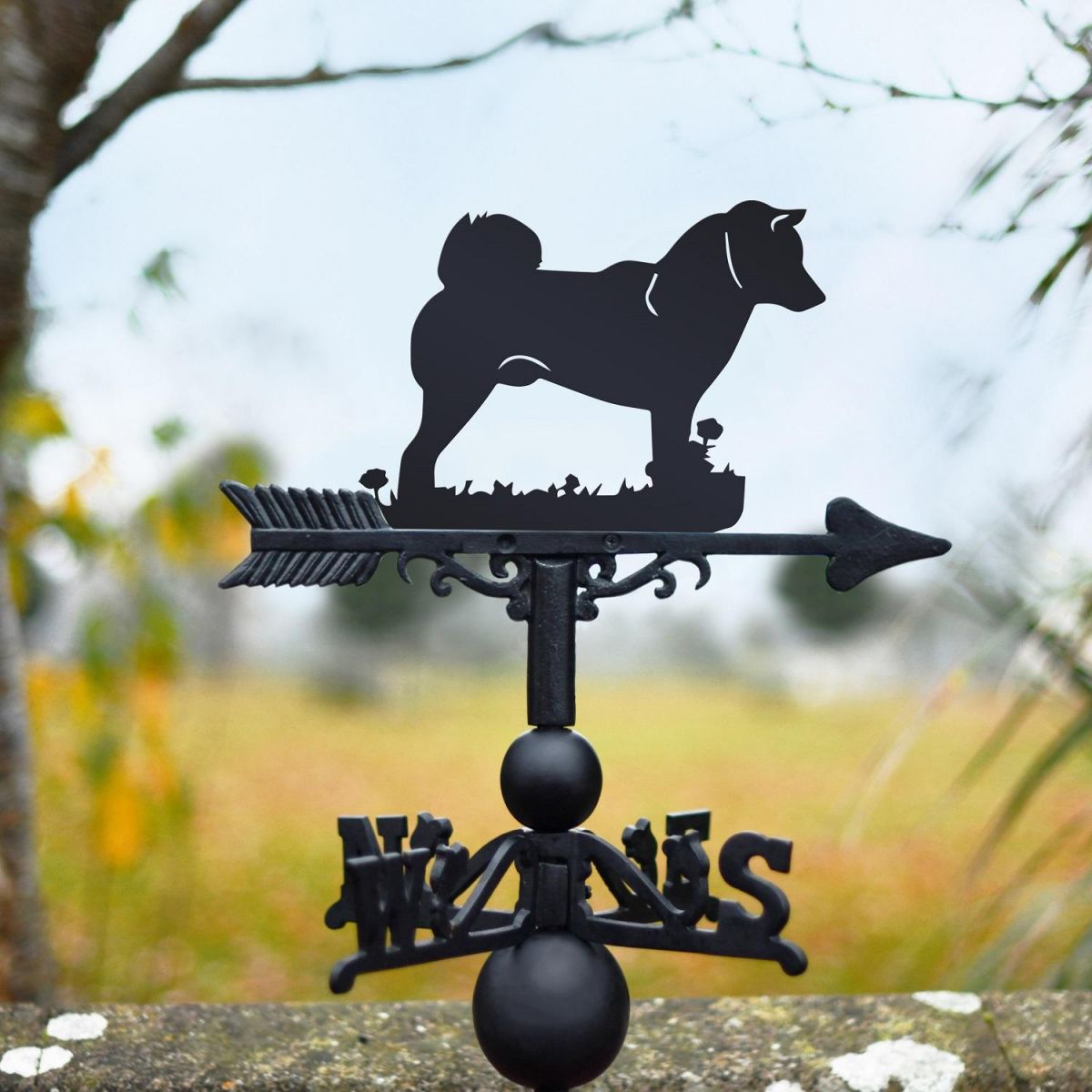 Black Weathervane with Shiba Inu 