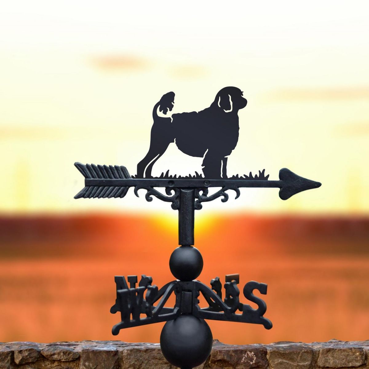 Black Weathervane with Portuguese Water Dog 