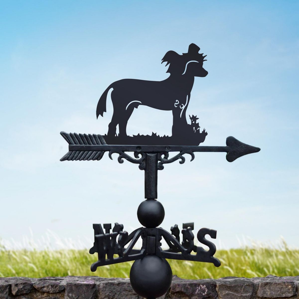 Weathervane with Chinese Crested Dog Design 