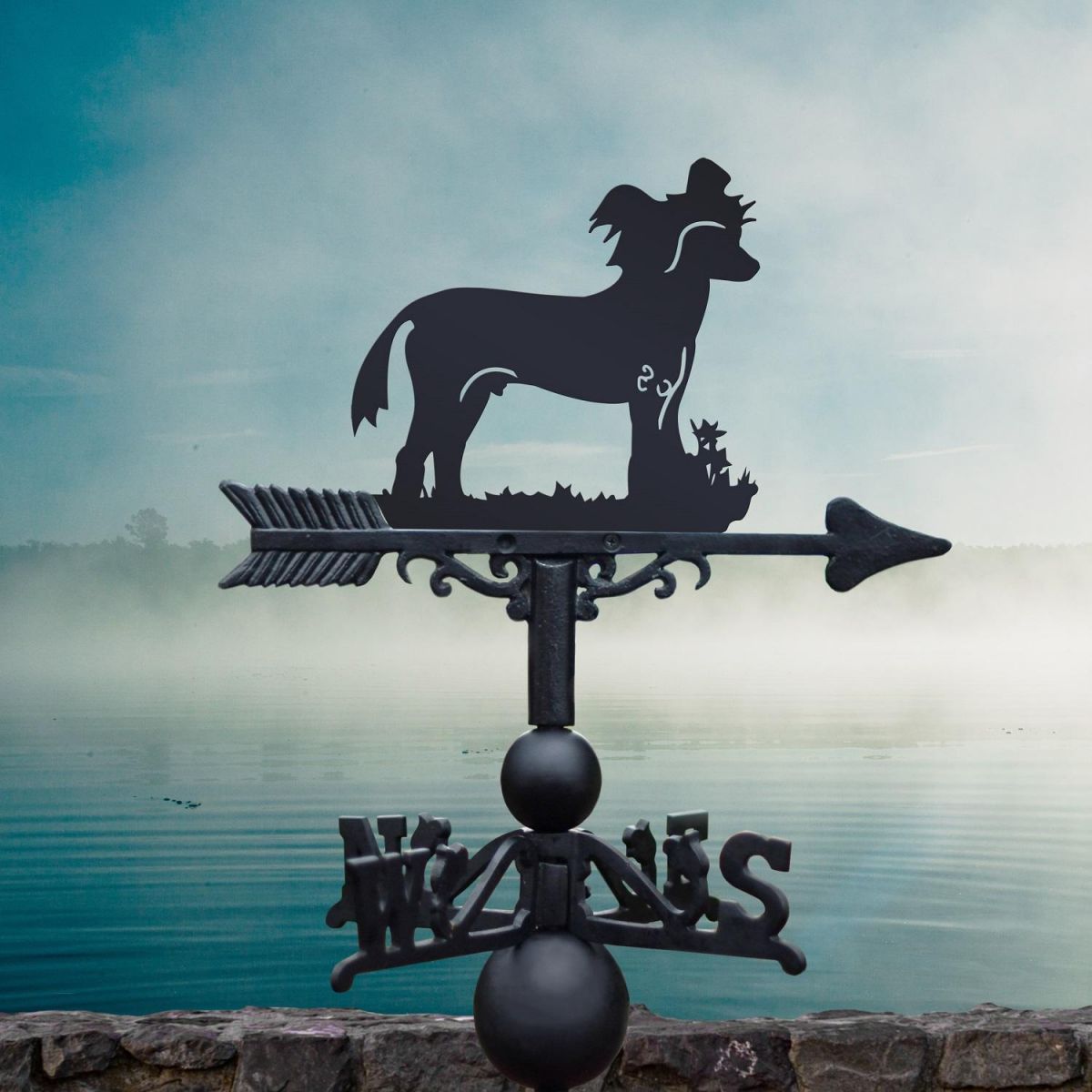 Black Weathervane with Chinese Crested Dog 