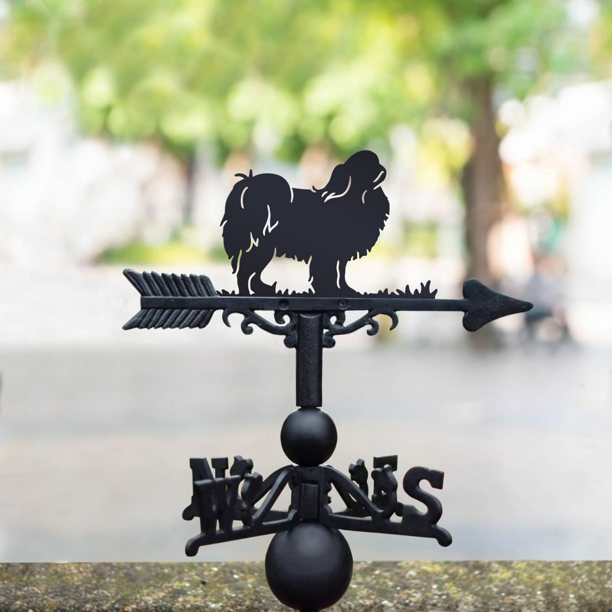 Black Weathervane with Japanese Chin Design 