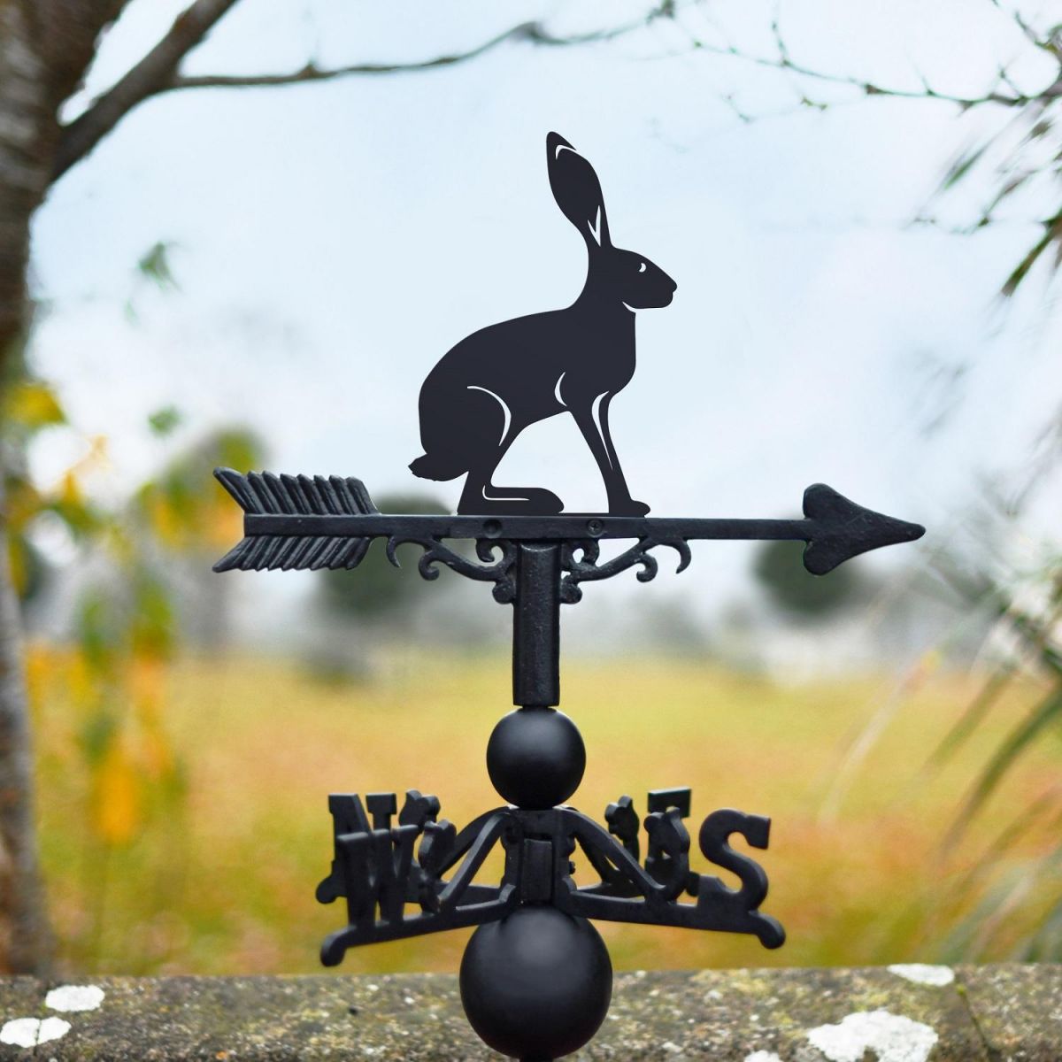 Black Weathervane with Hare Design 