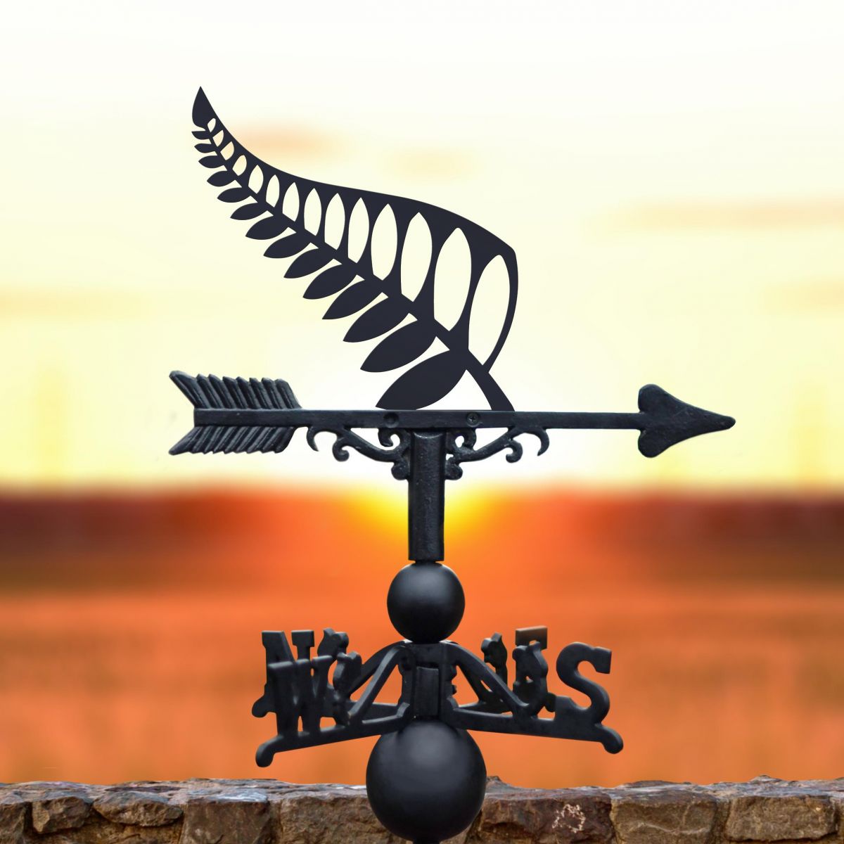 Black Weathervane with New Zealand Fern Design 