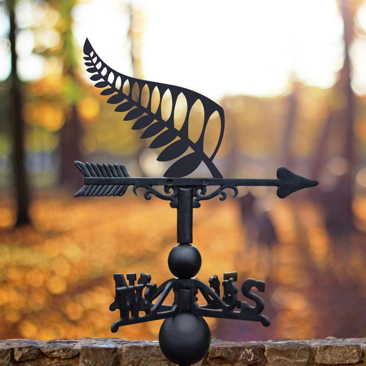 New Zealand Fern Weathervane in Black 