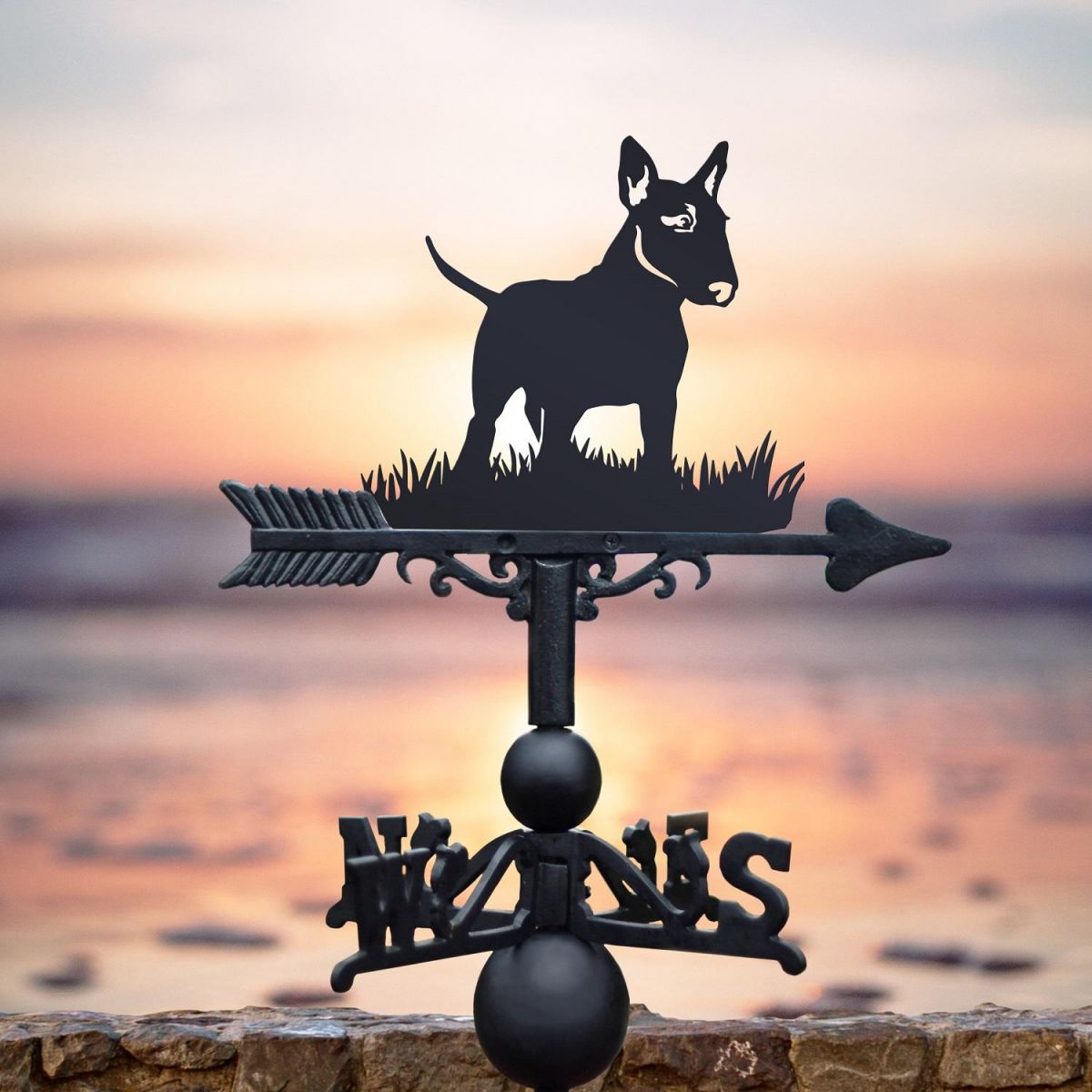 Black Weathervane with English Bull Terrier Design 