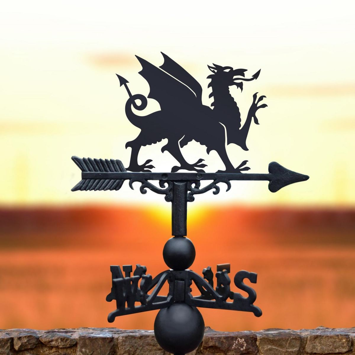 Welsh Dragon Weathervane in Black 