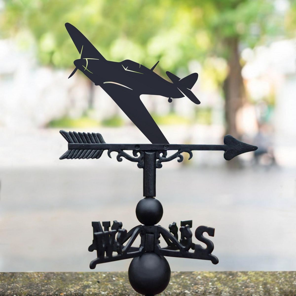 Black Weathervane with Fighter Aeroplane Design 