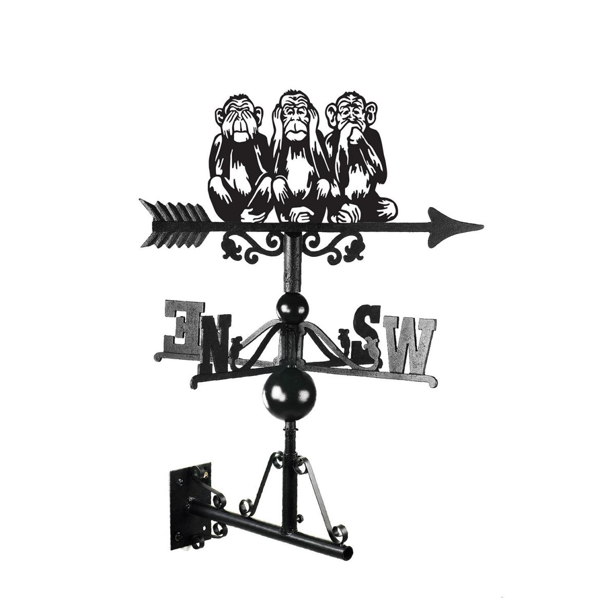 The Three Wise Monkeys Weathervane Created From Iron