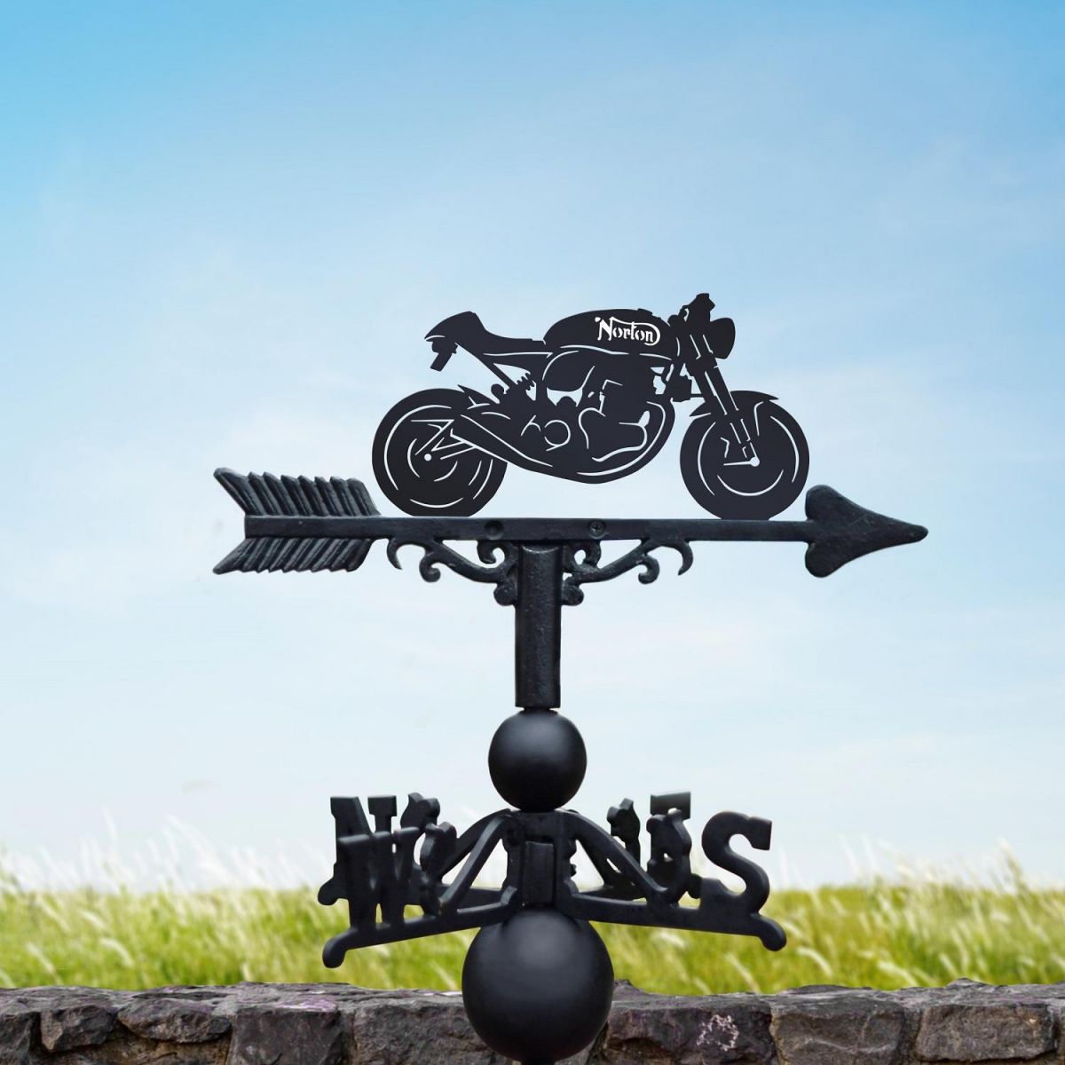 Black Weathervane with Norton Motorbike 