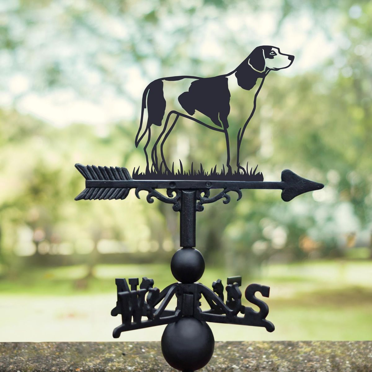 Trail Hound Weathervane in Situ in the Garden