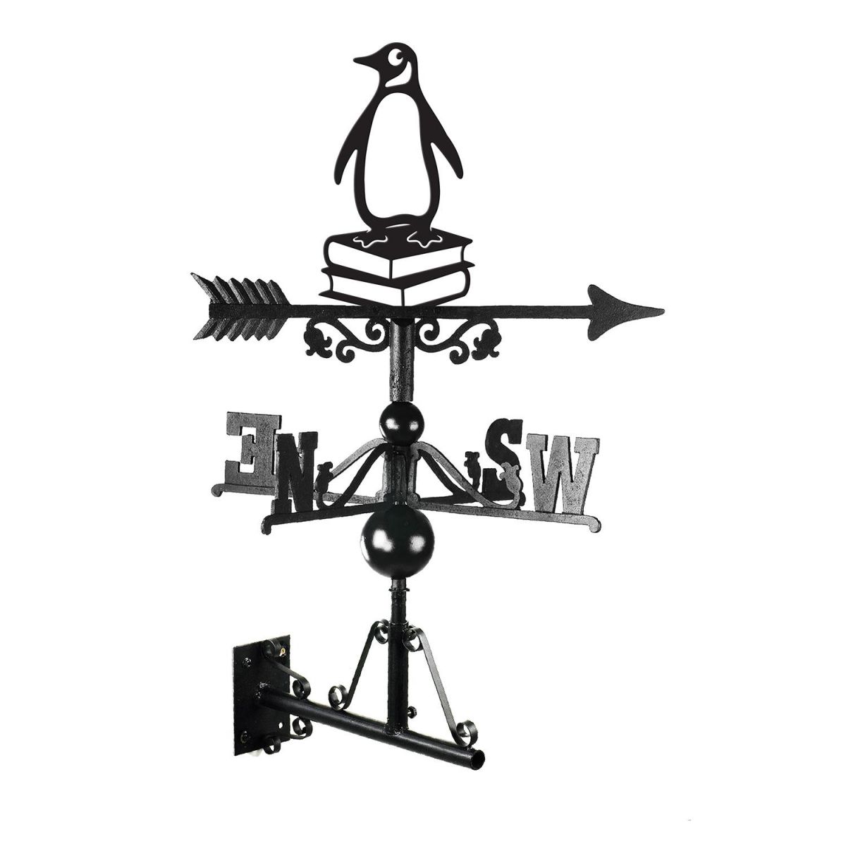 Penguin on Books Weathervane Created From Iron