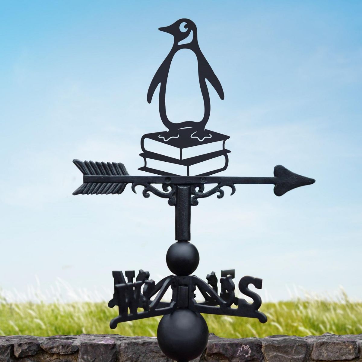 Penguin on Books Weathervane