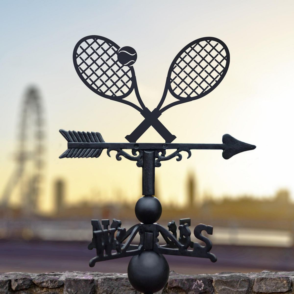 Tennis Rackets Weathervane in Black 