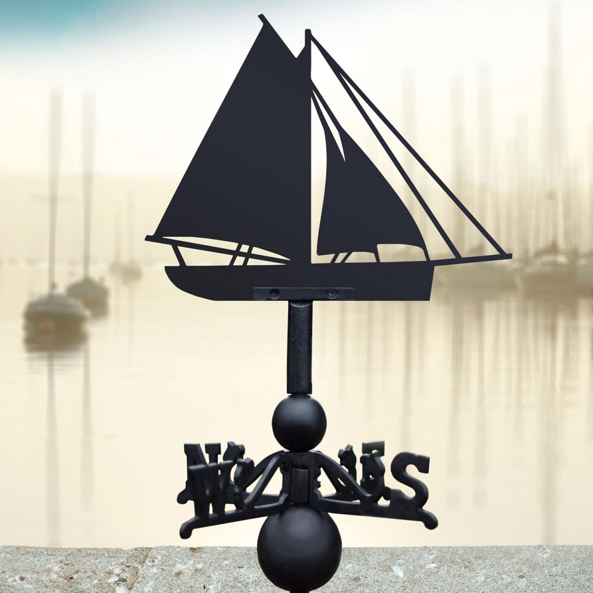 Black Cutter Ship Weathervane