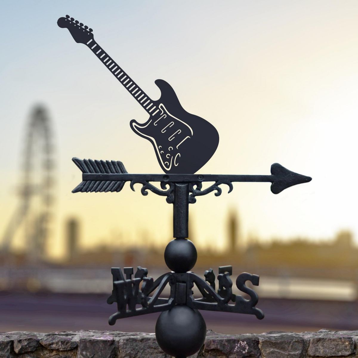 Electric Guitar Weathervane in Black Finish 