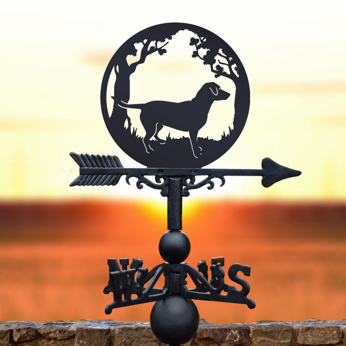 Weathervane with Labrador & Oak Trees 