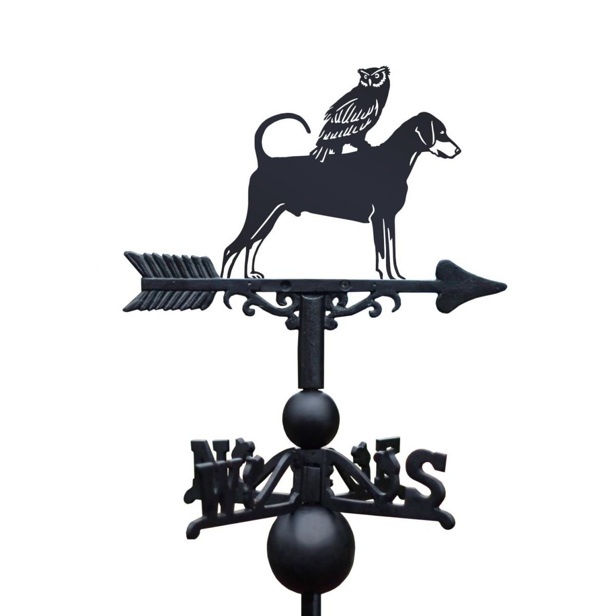 Dobermann & Owl Weathervane on White Background