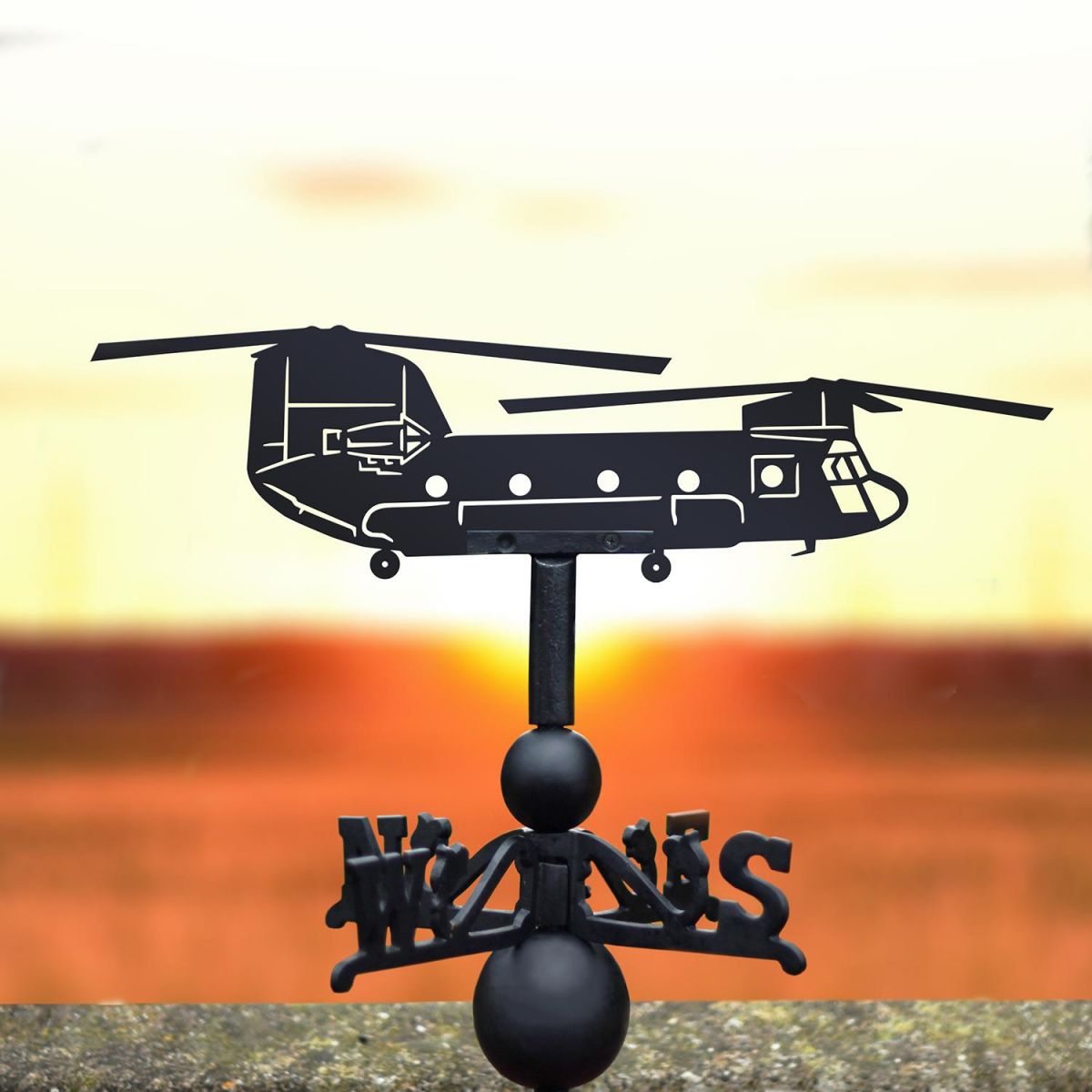 Chinook Helicopter Weathervane in the Sunset