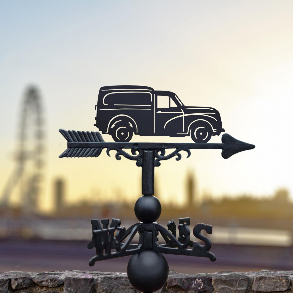 "Morris 1000" Van Weathervane in Situ in the City