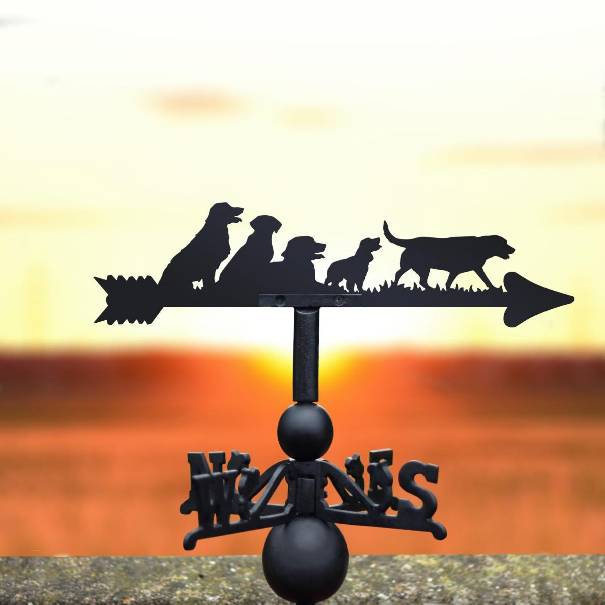 Group of Dogs Weathervane at Sunset